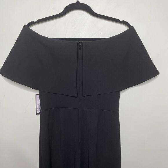 Onyx Nite Off Shoulder Jumpsuit Draped Bodice Wide Leg Back Zip Black 4 NWT - Picture 4 of 13